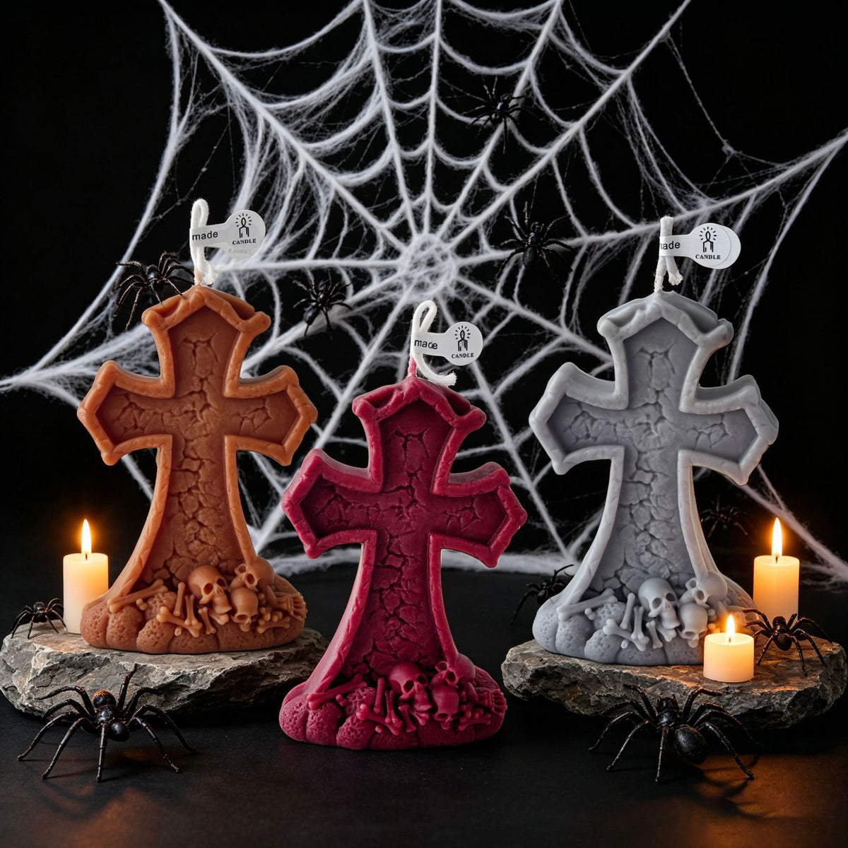 Cross Candle Halloween Decor Gothic Seasonal Home Accent Gift