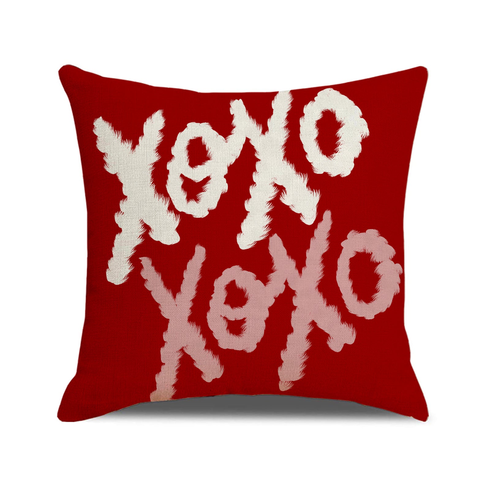 Valentine Heart Print Linen Pillow Covers Set for Home Décor