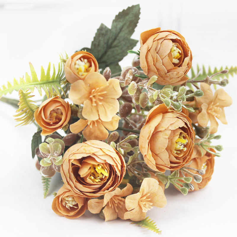 Valentine’s Day Tea Rose Faux Flower Bouquet Decor Gift