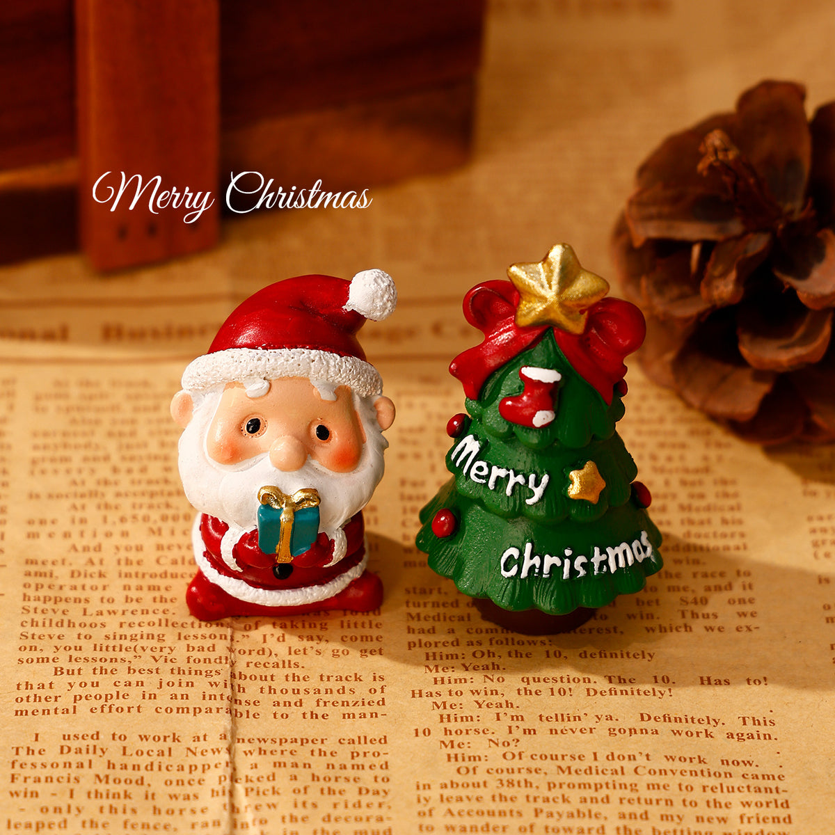 Christmas Resin Tabletop Decor Santa Tree Reindeer Holiday Figurine