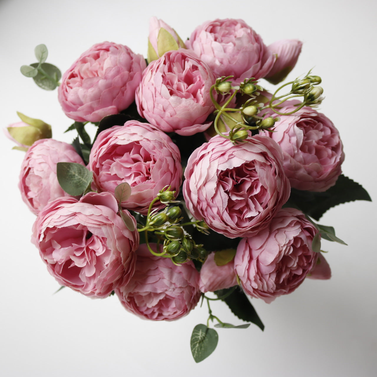 Valentine 5-Head Faux Peony Rose Floral Bouquet Decor