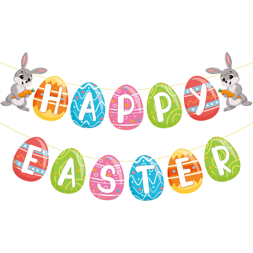 Easter Bunny Egg Banner Happy Easter Party Decor