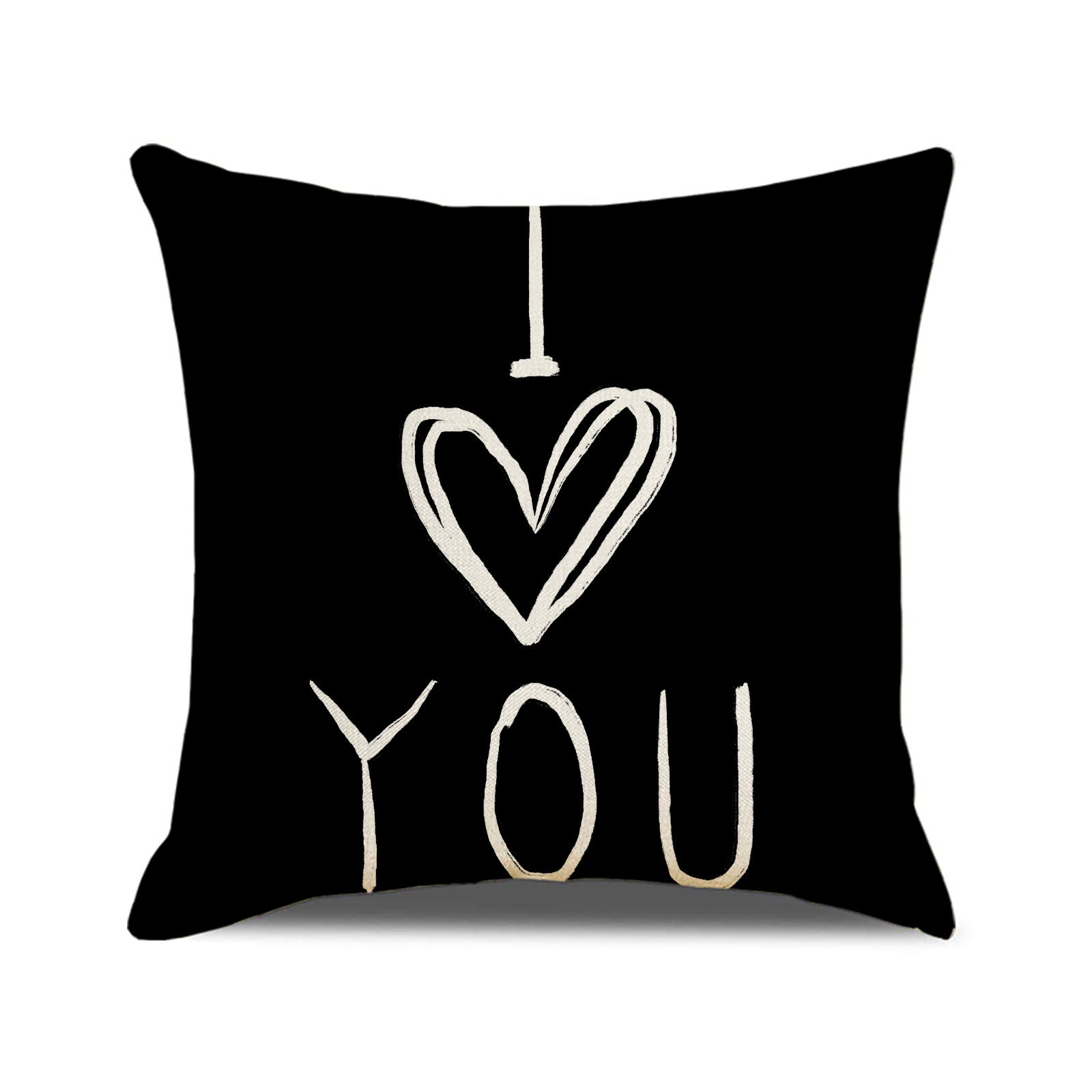 Valentine Heart Print Linen Pillow Cover Set for Sofa Decor