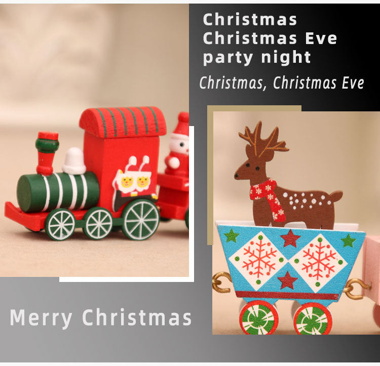 Wooden Christmas Train Tabletop Holiday Decor