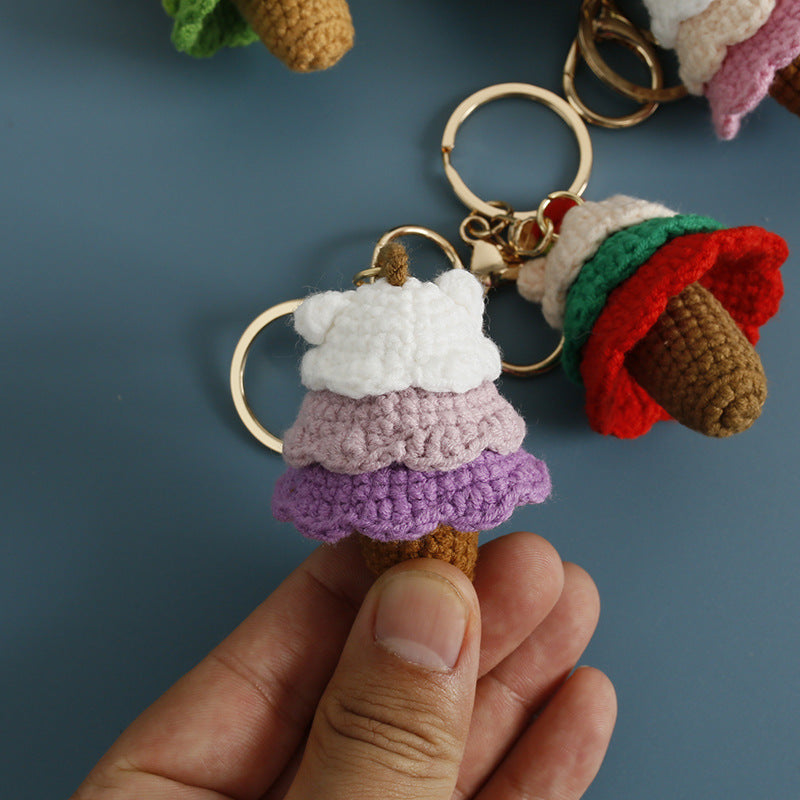 Handmade Crochet Animal Christmas Tree Keychain Holiday