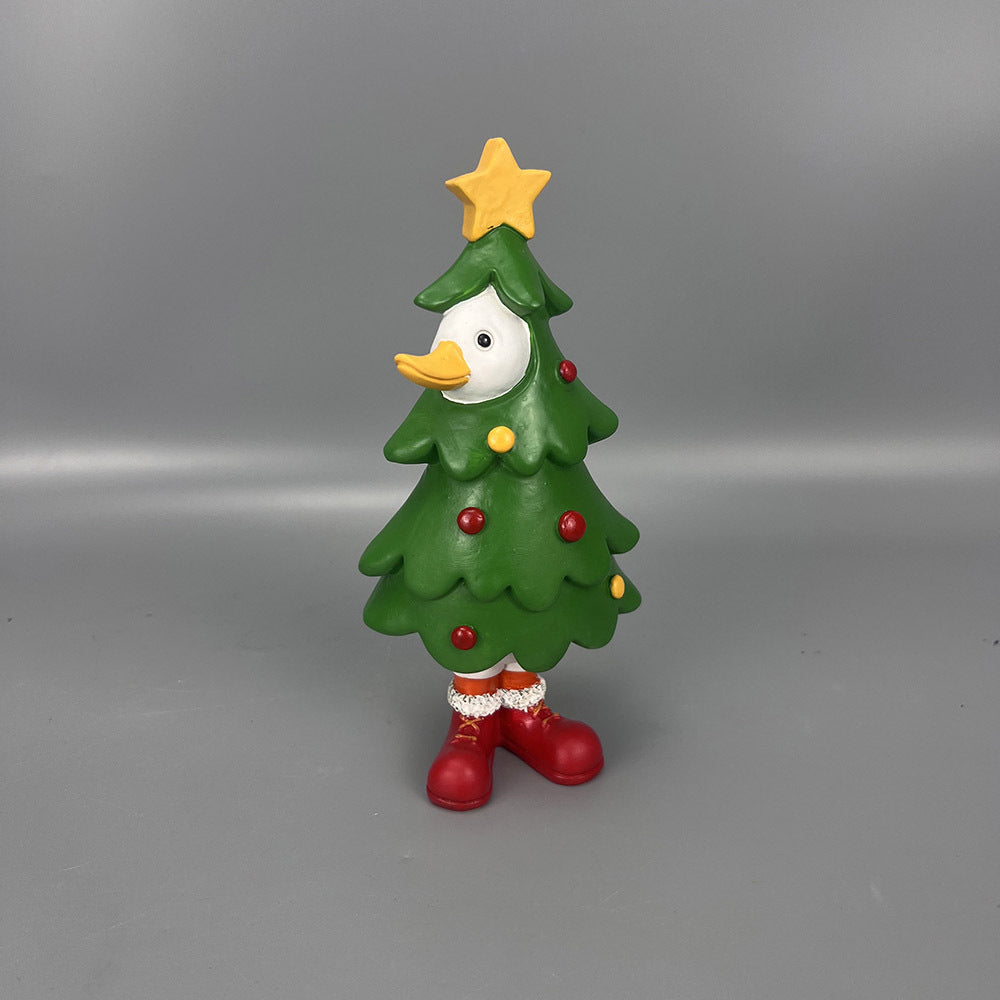 Cute Resin Christmas Duck Figurines Holiday Tabletop Decor