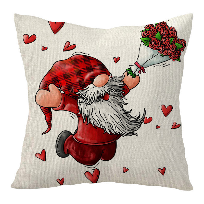 Valentine Gnome Pillow Covers Red Heart Plaid Decorative