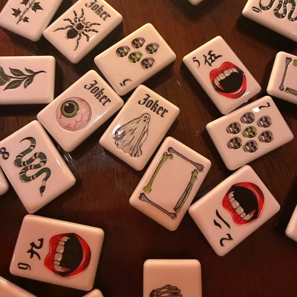 Halloween Mahjong Set Acrylic Tiles Novelty Game