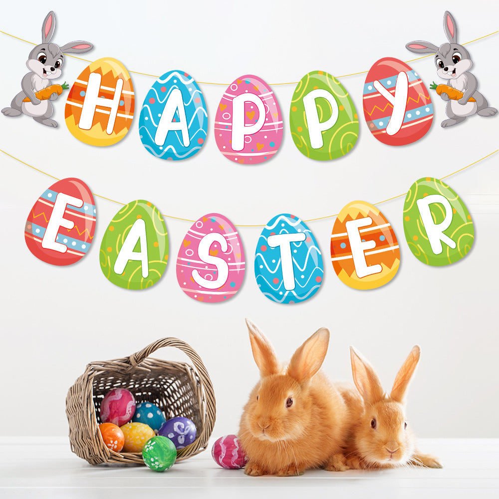 Easter Bunny Egg Banner Happy Easter Party Decor