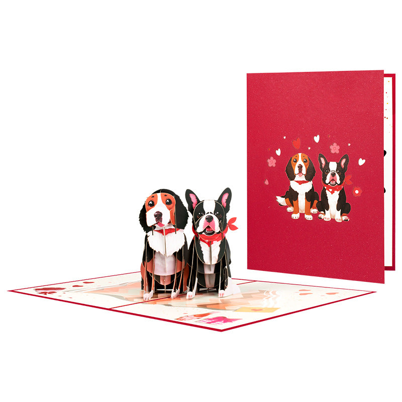 Valentines 3D Pop Up Dog Greeting Card Handmade Cute Gift