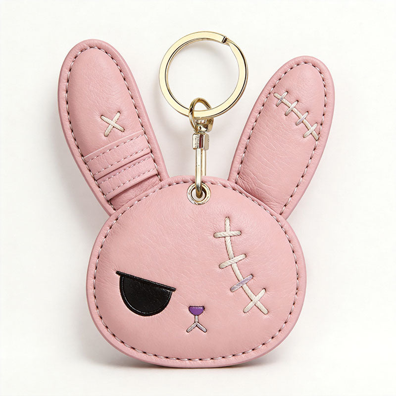 Cute Bunny Keychain Faux Leather Rabbit Bag Charm Accessory