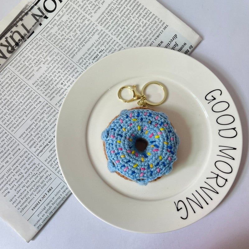 Crochet Donut Plush Keychain Cute Food Charm