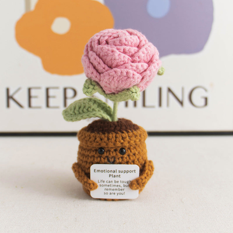 Valentine Holiday Decorations Handmade Crochet Flower Pot