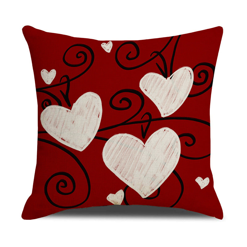Valentine Heart Linen Pillow Covers Romantic Home Decor
