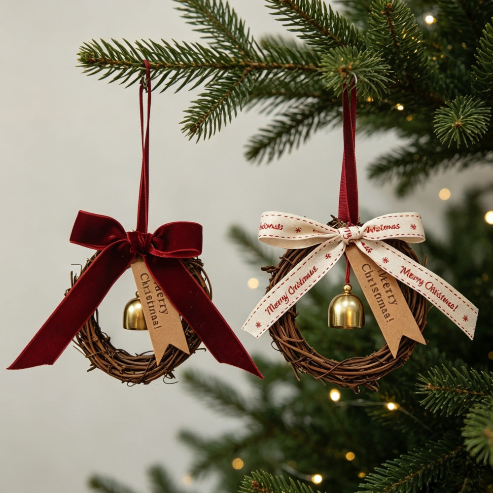 Wooden Christmas Wreath Hanging Ornament Holiday Tree Decor
