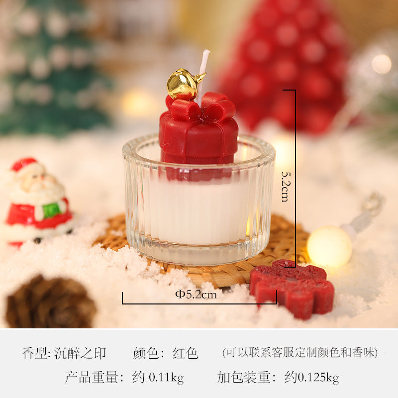 Christmas Glass Cup Scented Candle Holiday Home Decor
