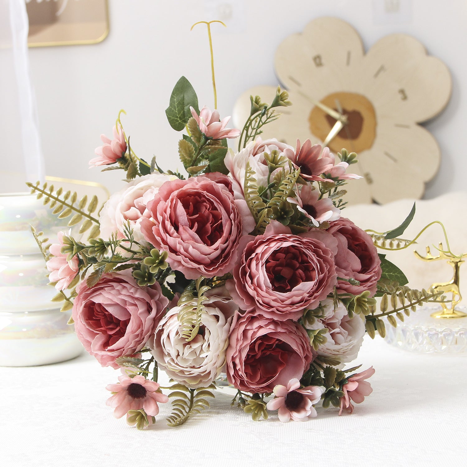 Valentine Artificial Rose Ranunculus Bouquet for Home Decor
