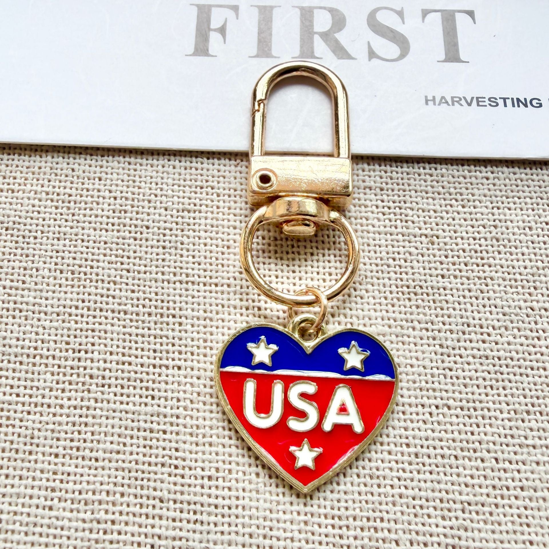 4th of July Patriotic Keychain Set USA Flag Charms
