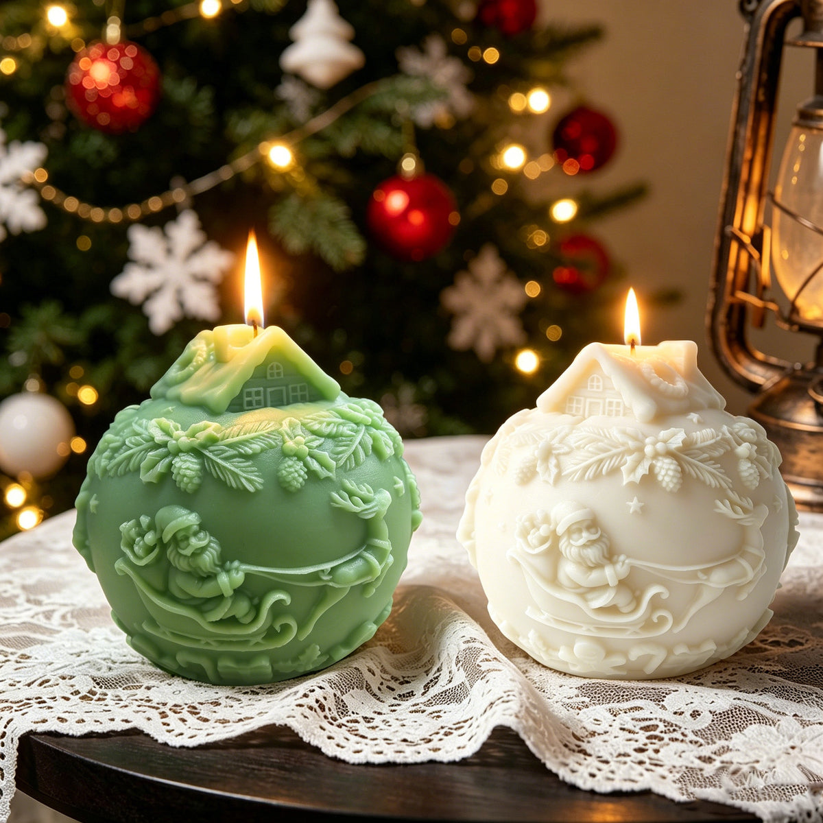 Christmas Ball Candle Holiday Decorative Candle for Seasonal Home Decor
