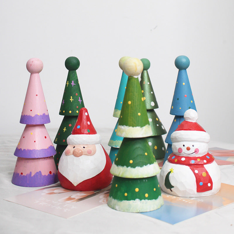 Cute Wood Christmas Figurine Holiday Tabletop Decoration