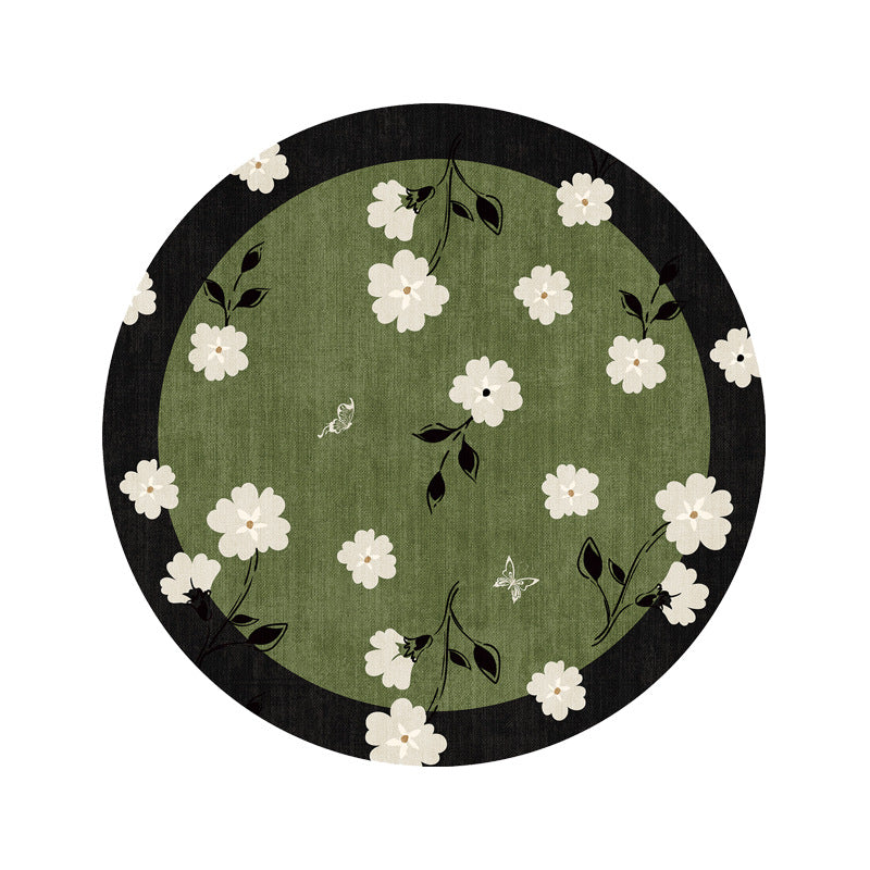 Floral Pattern Rubber Drink Coaster Round Table Decor