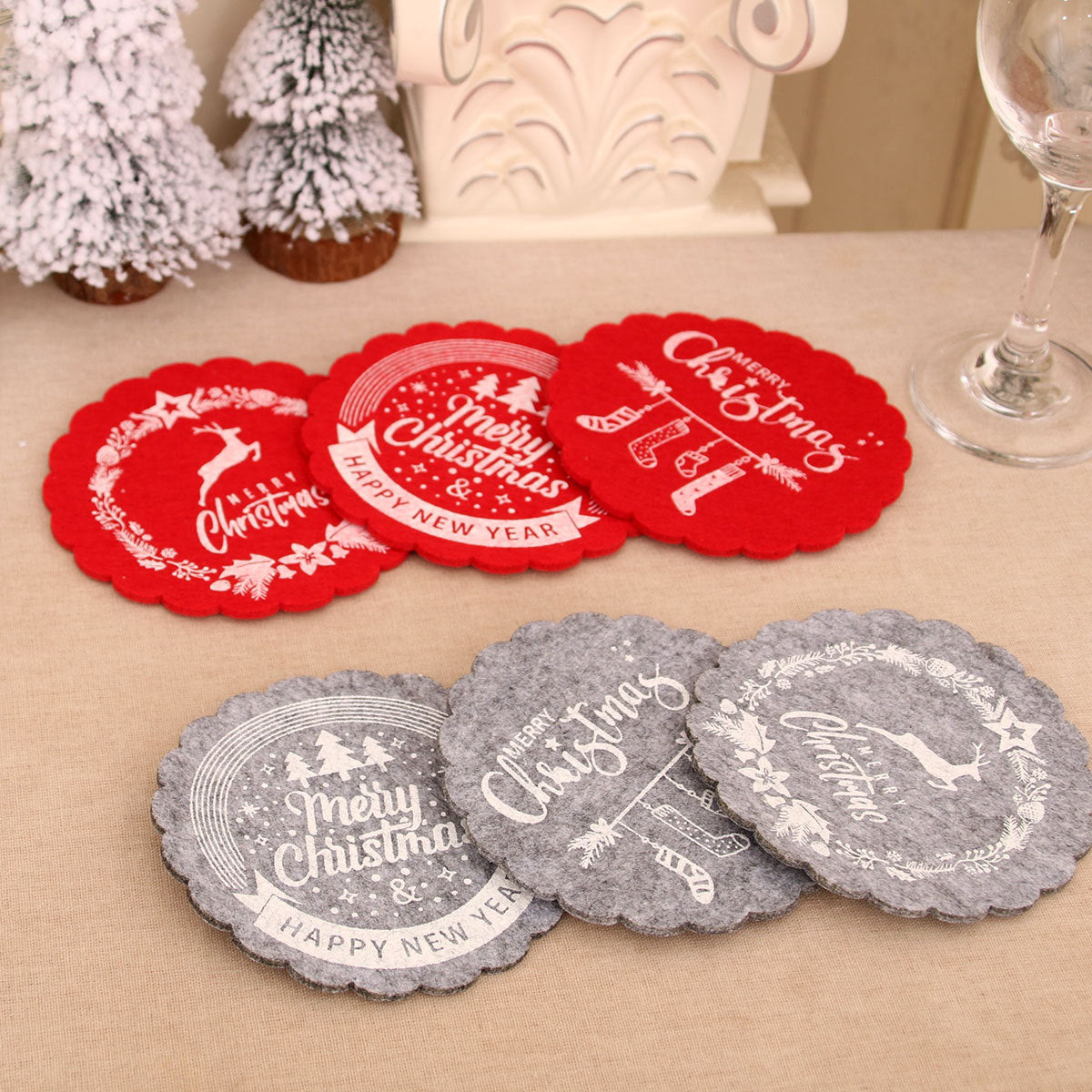 Christmas Felt Coaster Holiday Table Decor