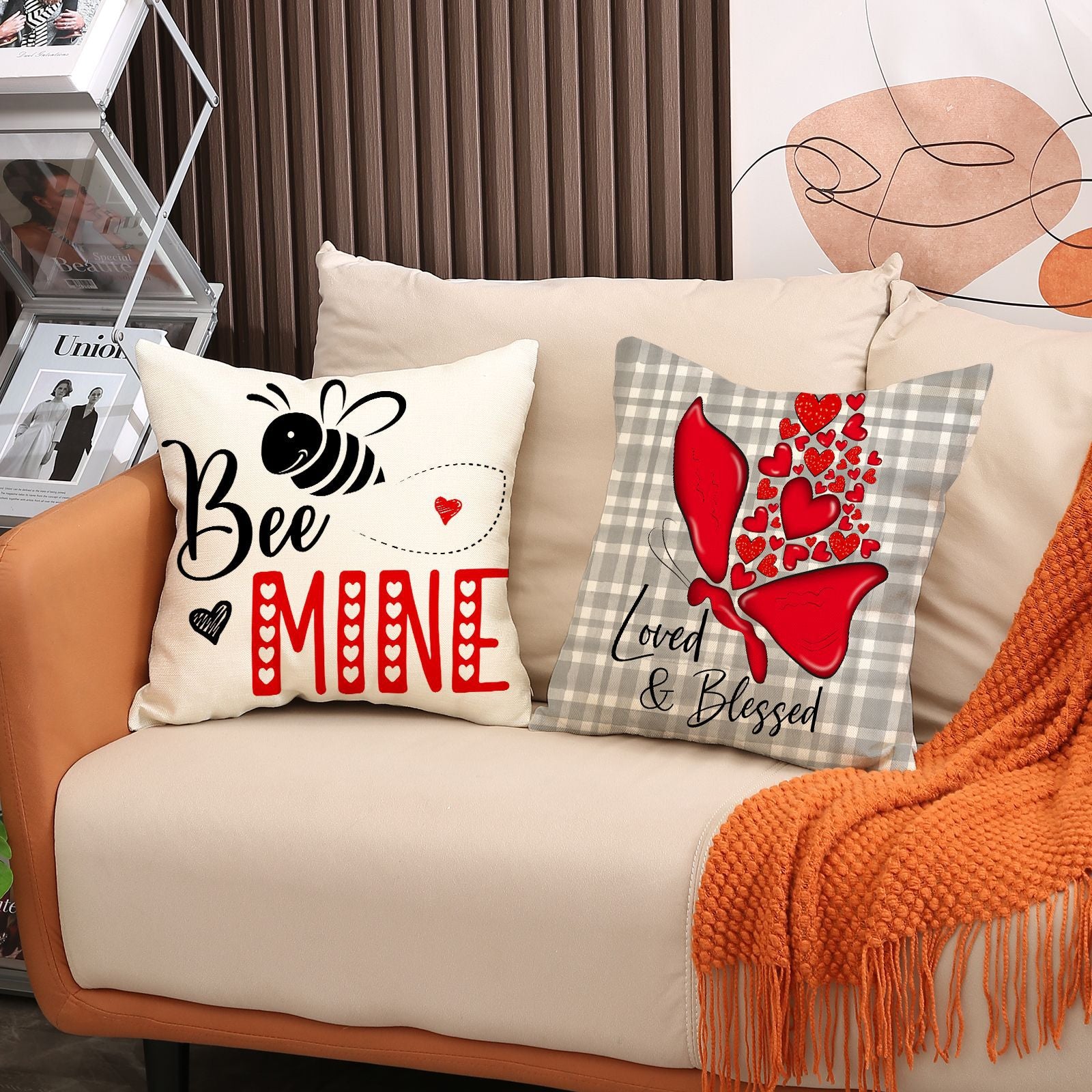 Valentine Heart Throw Pillow Covers Romantic Couples Decor