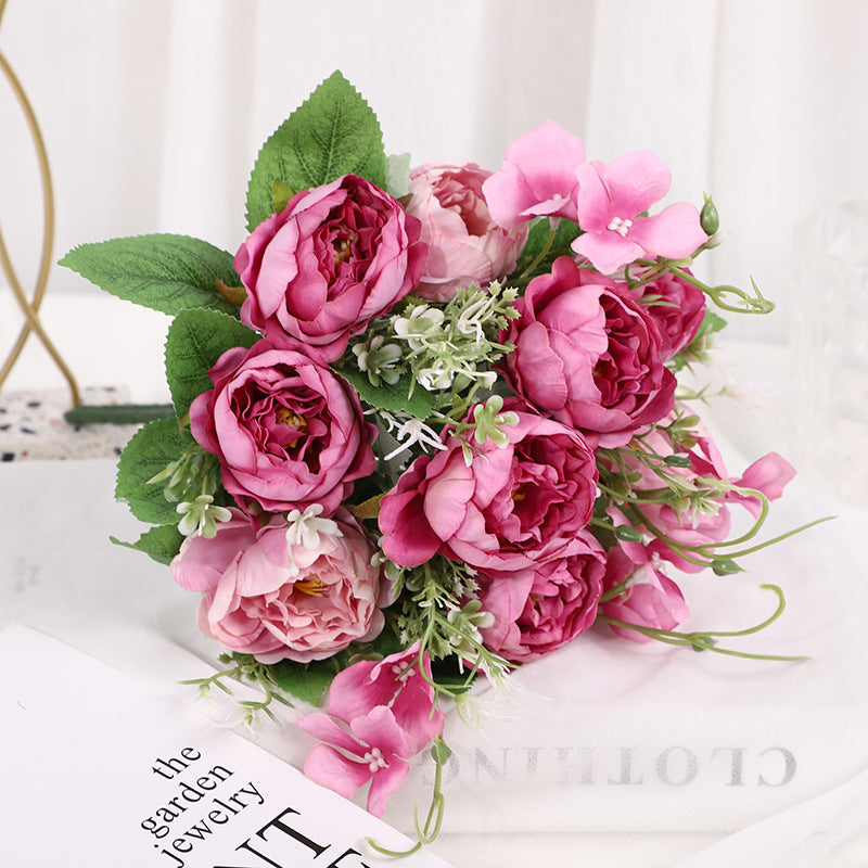 Valentines Faux Peony Bouquet Artificial Flowers Home Decor