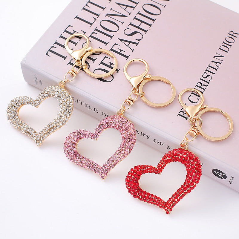 Valentine’s Day Rhinestone Heart Keychain Metal Bag Charm