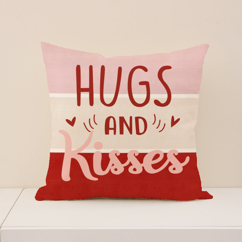 Red Valentine's Day Heart Pillow Covers Set for Sofa Decor
