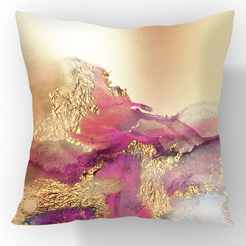 Nordic Gold Foil Abstract Velvet Throw Pillow Cover