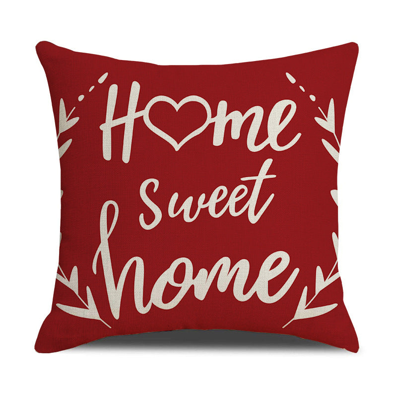 Linen Geometric Letter Throw Pillow Cover Square Sofa Decor