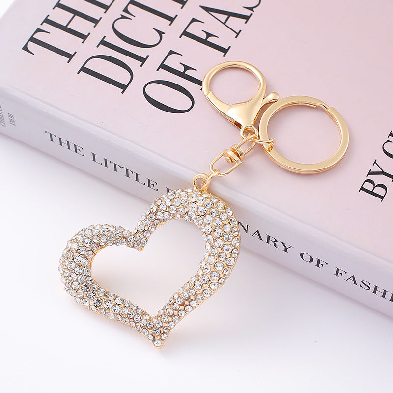 Valentine’s Day Rhinestone Heart Keychain Metal Bag Charm