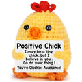 Handmade Crochet Chicken Plush Positive Message Gift