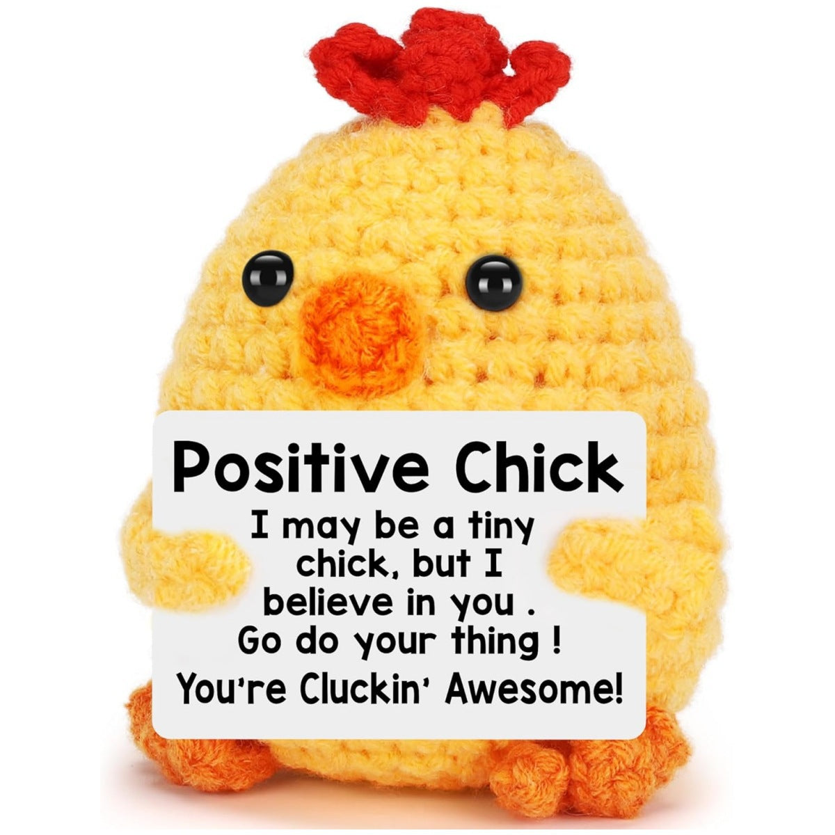 Handmade Crochet Chicken Plush Positive Message Gift