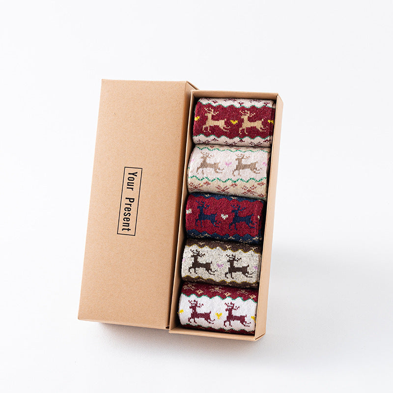 Christmas Polyester Socks Gift Set Holiday Crew Socks