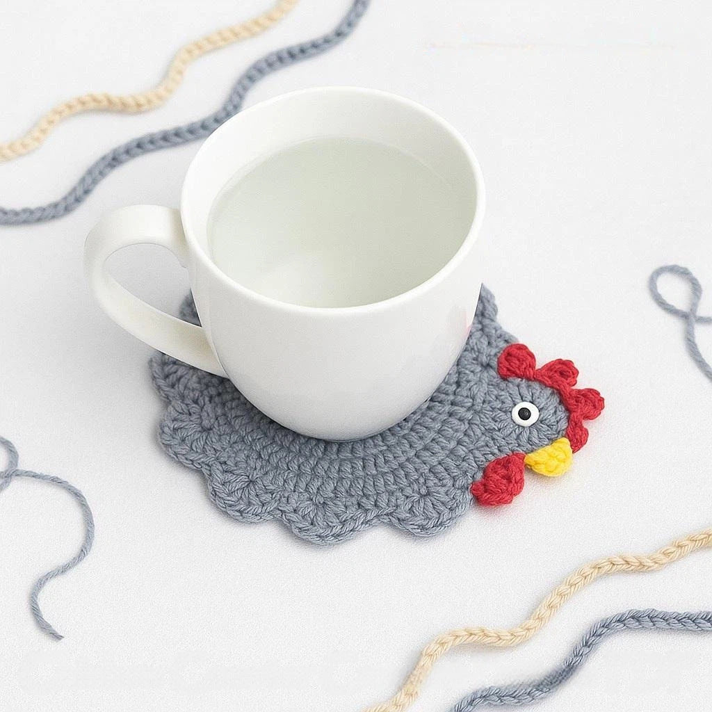 Handmade Crochet Chicken Coaster Placemat Table Decor