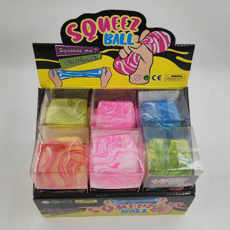 Marble Cube Squishy Soft Stress Relief Toy Color Swirl
