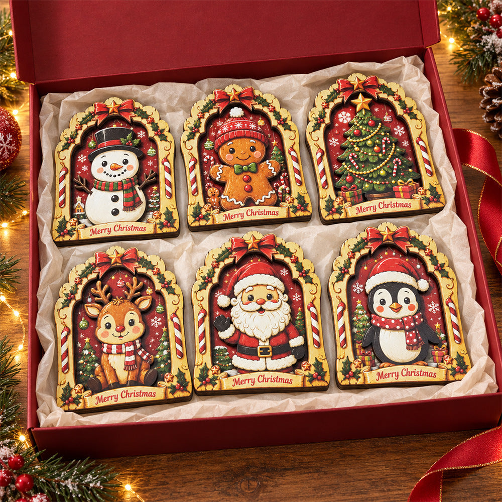 Christmas Wooden Santa Snowman Reindeer Character Tabletop Decor