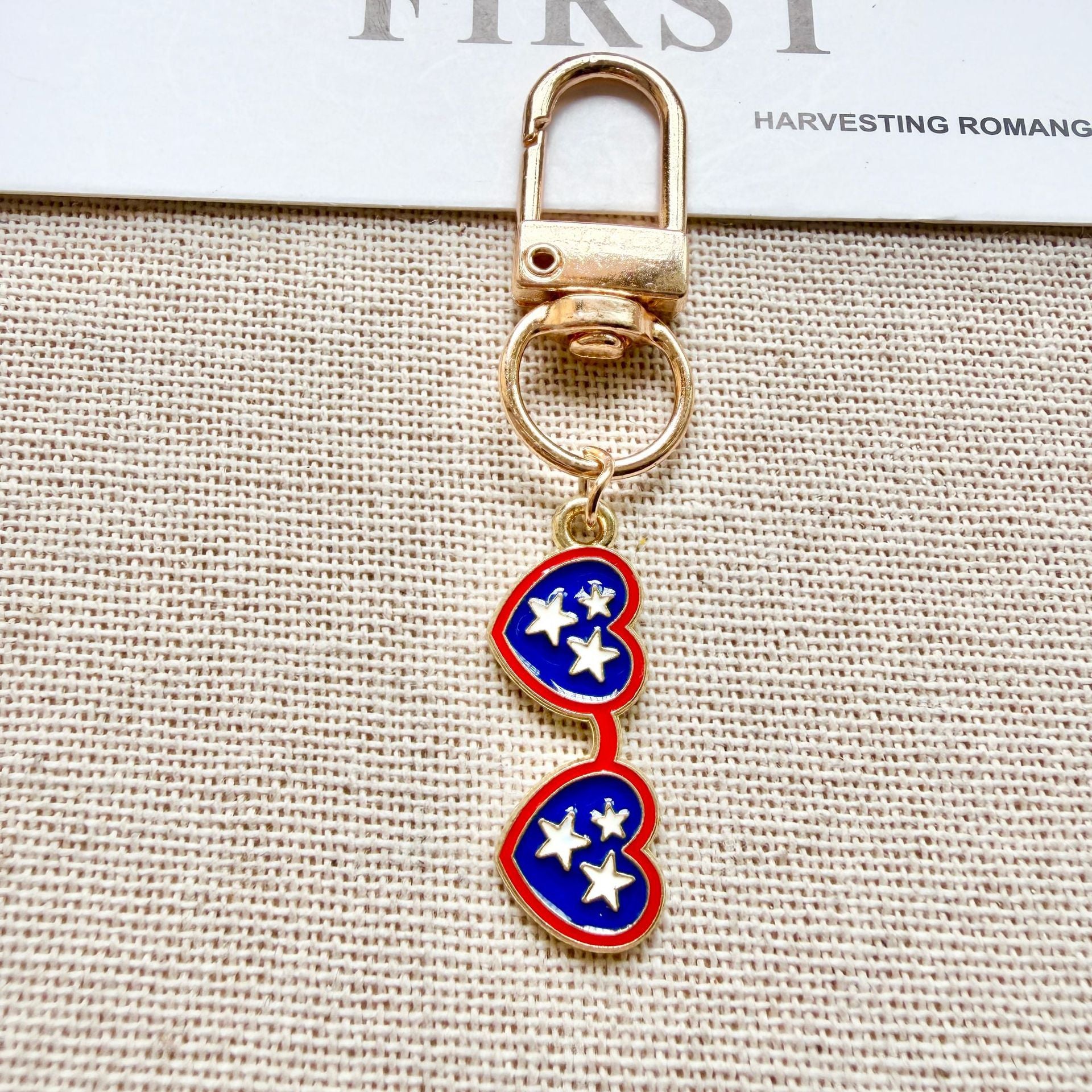 4th of July Patriotic Keychain Set USA Flag Charms