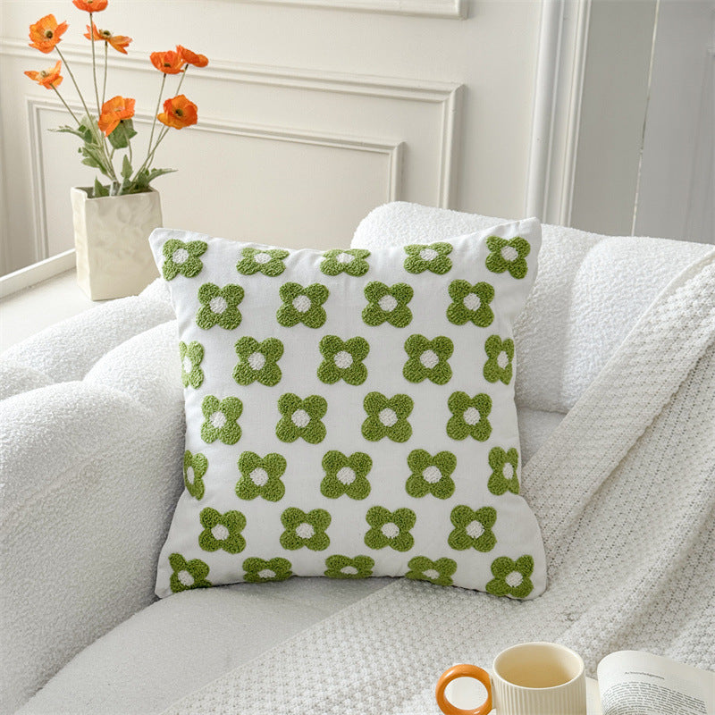 St. Patrick’s Day Green Botanical Embroidered Pillow Cover