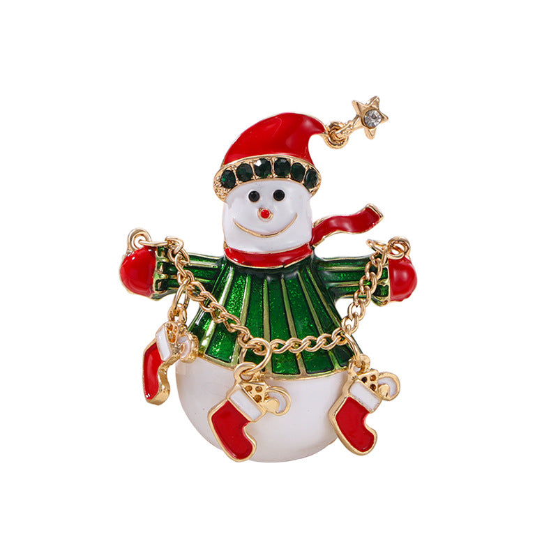 Christmas Snowman Candle Enamel Brooch Pin Holiday Jewelry