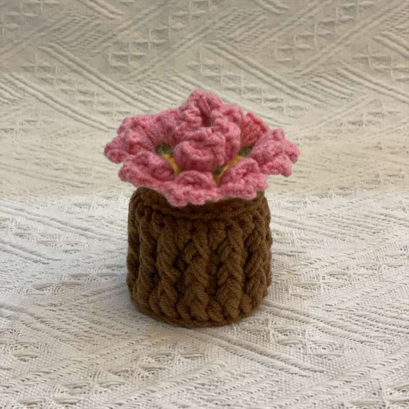 Handmade Crochet Flower Basket Coaster Set Home Decor