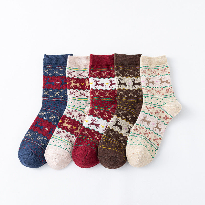 Christmas Polyester Socks Gift Set Holiday Crew Socks