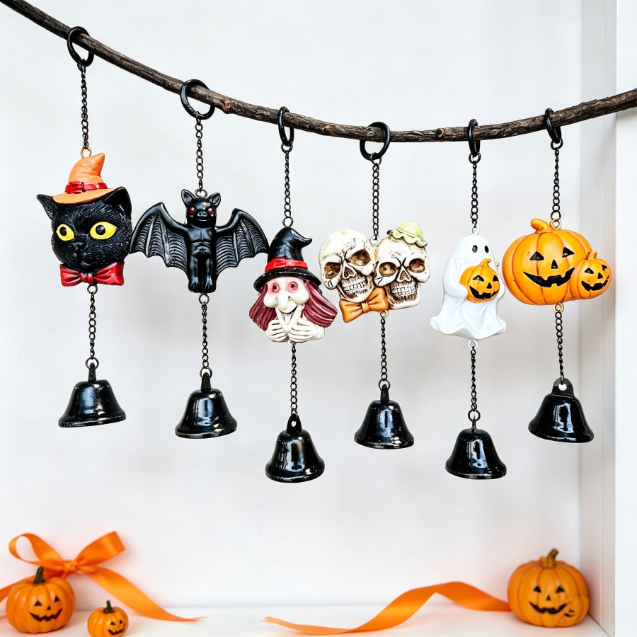 Resin Halloween Bell Hanging Ornament Metal Chain Decor
