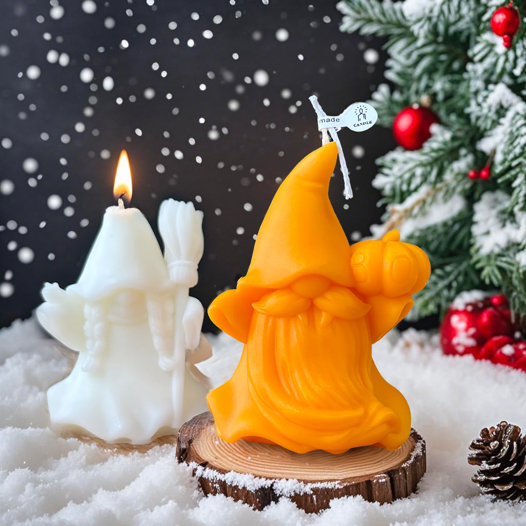 3D Gnome Christmas Candle Holiday Decor Festive Tabletop Accent