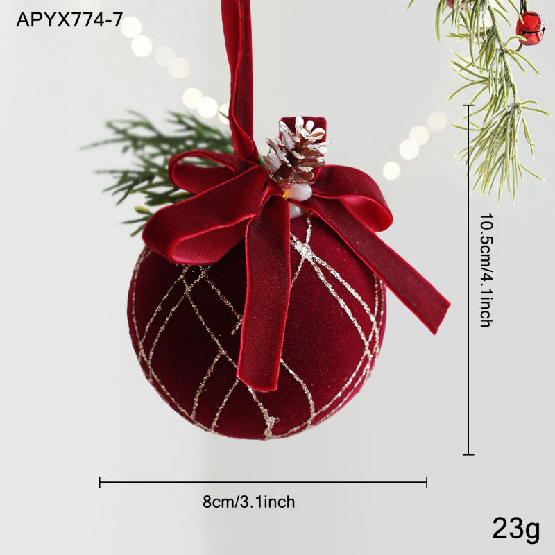 Burgundy Velvet Christmas Bell Ornaments with Bows