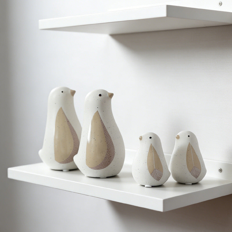 Nordic Ceramic Bird Vase Set Cute Desk Home Decoration