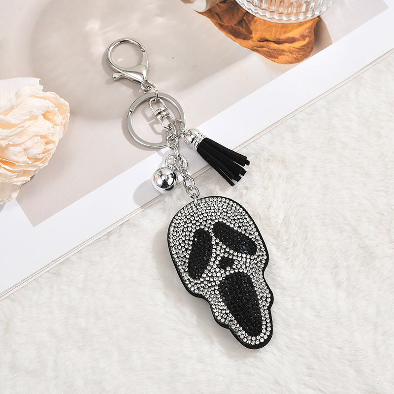 Bling Rhinestone Skull Tassel Keychain Gift