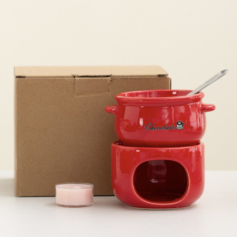 Ceramic Chocolate Fondue Mug with Hollow Warmer Base